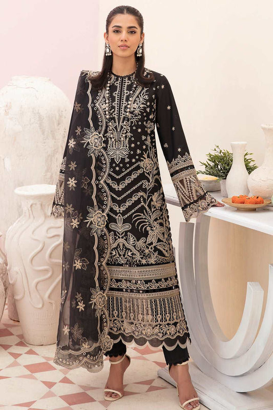 Afrozeh Festive Unstitched Chikankari Lawn 3Pc Suit AL-23-V3-07 Noir