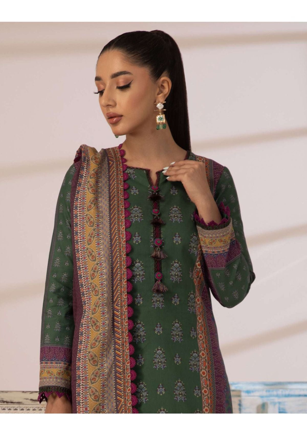 Asim Jofa-Printed Lawn-2pcs-Green AJ-BP-18 - Mirha Fashion