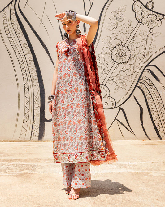 Roheenaz Taneez Block Print Lawn Collection | Yekta-3B