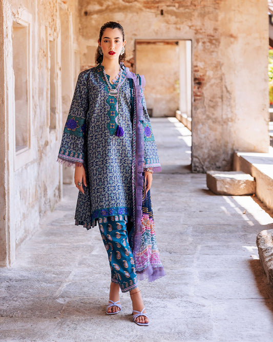 Roheenaz Taneez Block Print Lawn Collection | Elika-6B