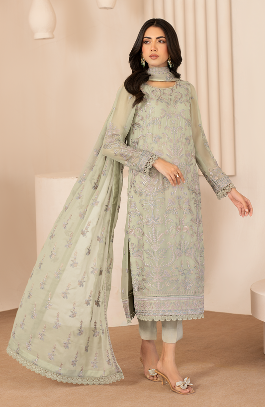 Zarif Thread Work Unstitched Chiffon | AFSA