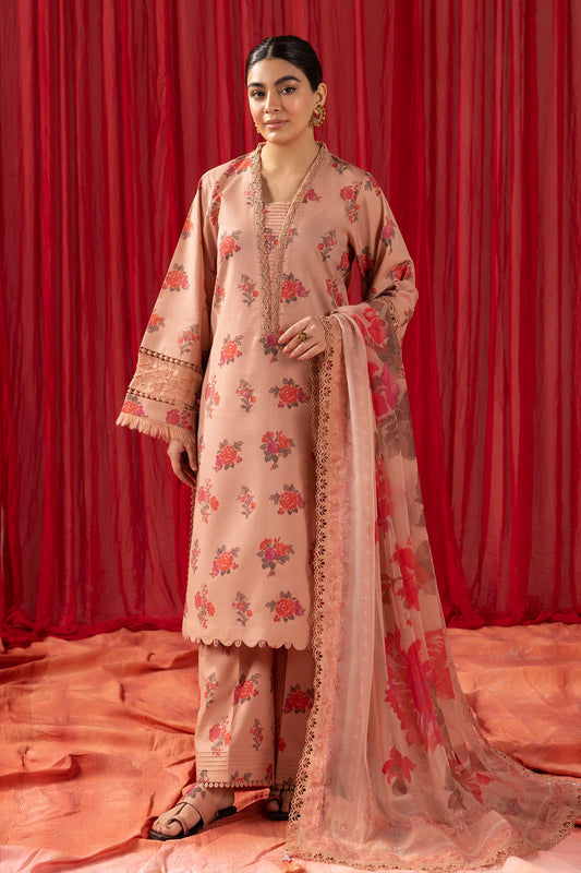 Alizeh Lawn Collection| Shein Print 2024-CORAL PEACH - Mirha Fashion